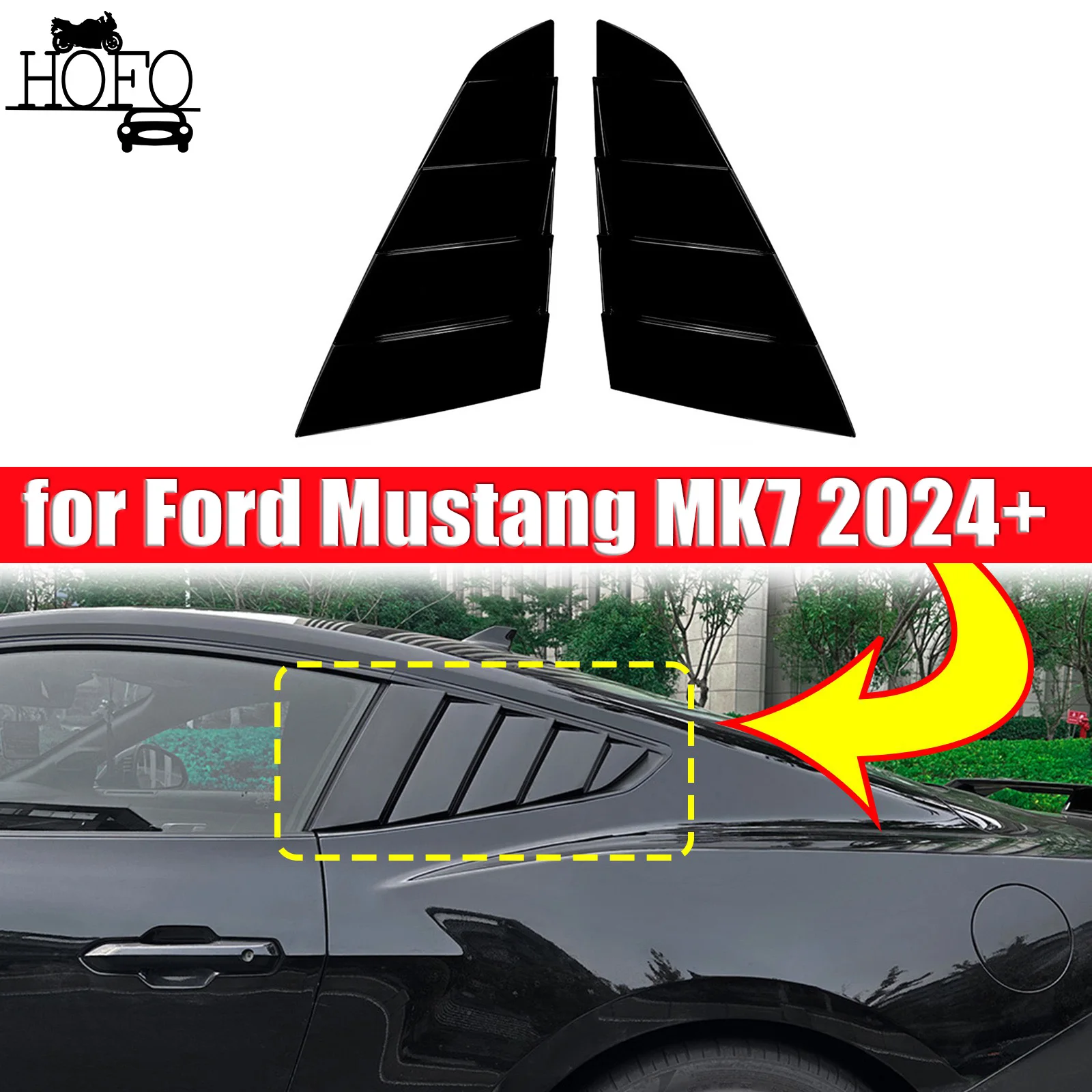 

Rear Window Side Louver Shutter Cover Trim For Ford Mustang MK7 2024-2025