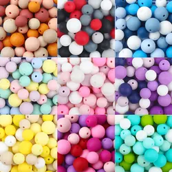 20Pcs 12mm Silicone Beads 9mm 15mm Round Loose Beads for DIY KeyChains Jewelry Making Necklace Bracelet Accessory Choose color