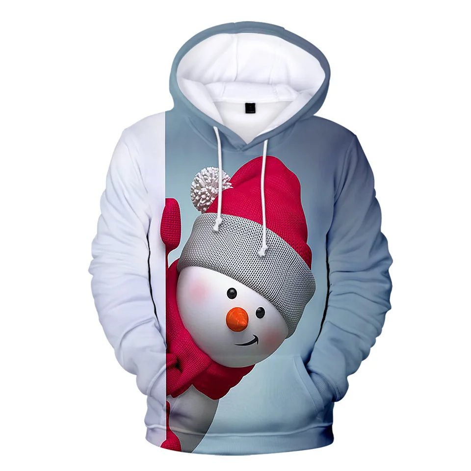 2023 Autumn and Winter Sweater Christmas Sweater Christmas Hat Santa Claus Digital Print Hoodie Sweater Men and Women A02