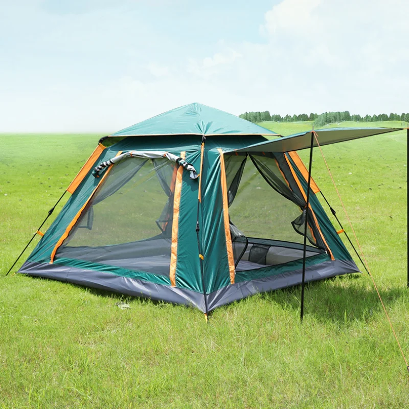 Imagem -04 - Tenda Dobrável Portátil para Acampamento ao ar Livre Espessado Frio e Quente Proteção contra Sol e Chuva Totalmente Automático Tenda para Duas Pessoas