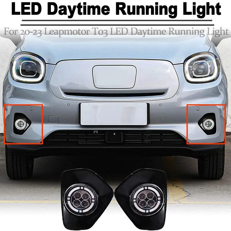 LED Daytime Running Light With Yellow Turning Signal night fog lamp For 20-23 Leapmotor T03 LED Daytime Running Light