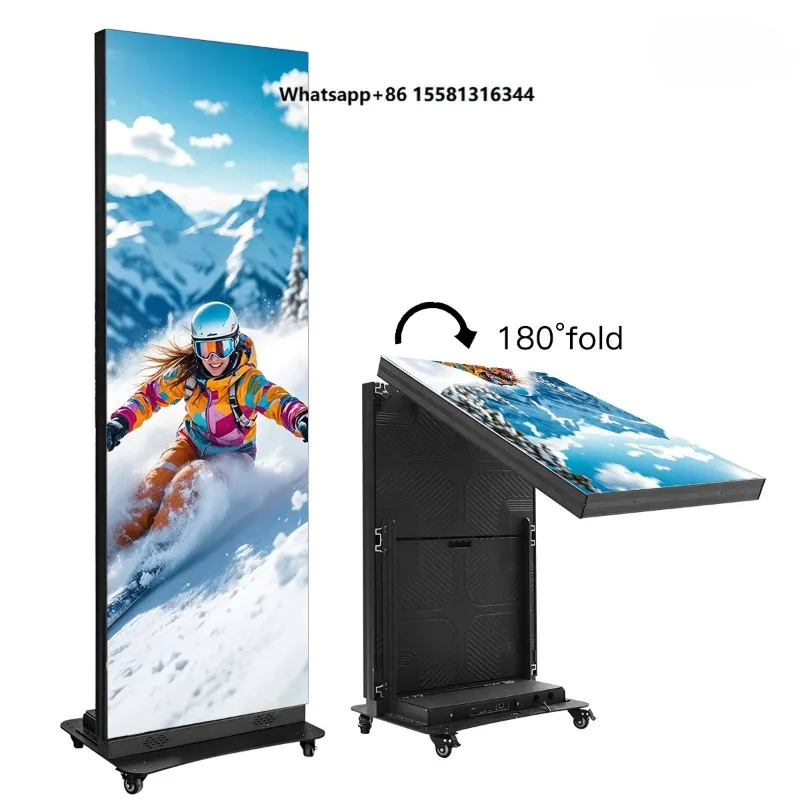 Outdoor Indoor Movable Waterproof Foldable Digital Advertising Stand LED Poster Display Screen SDK for Store Business