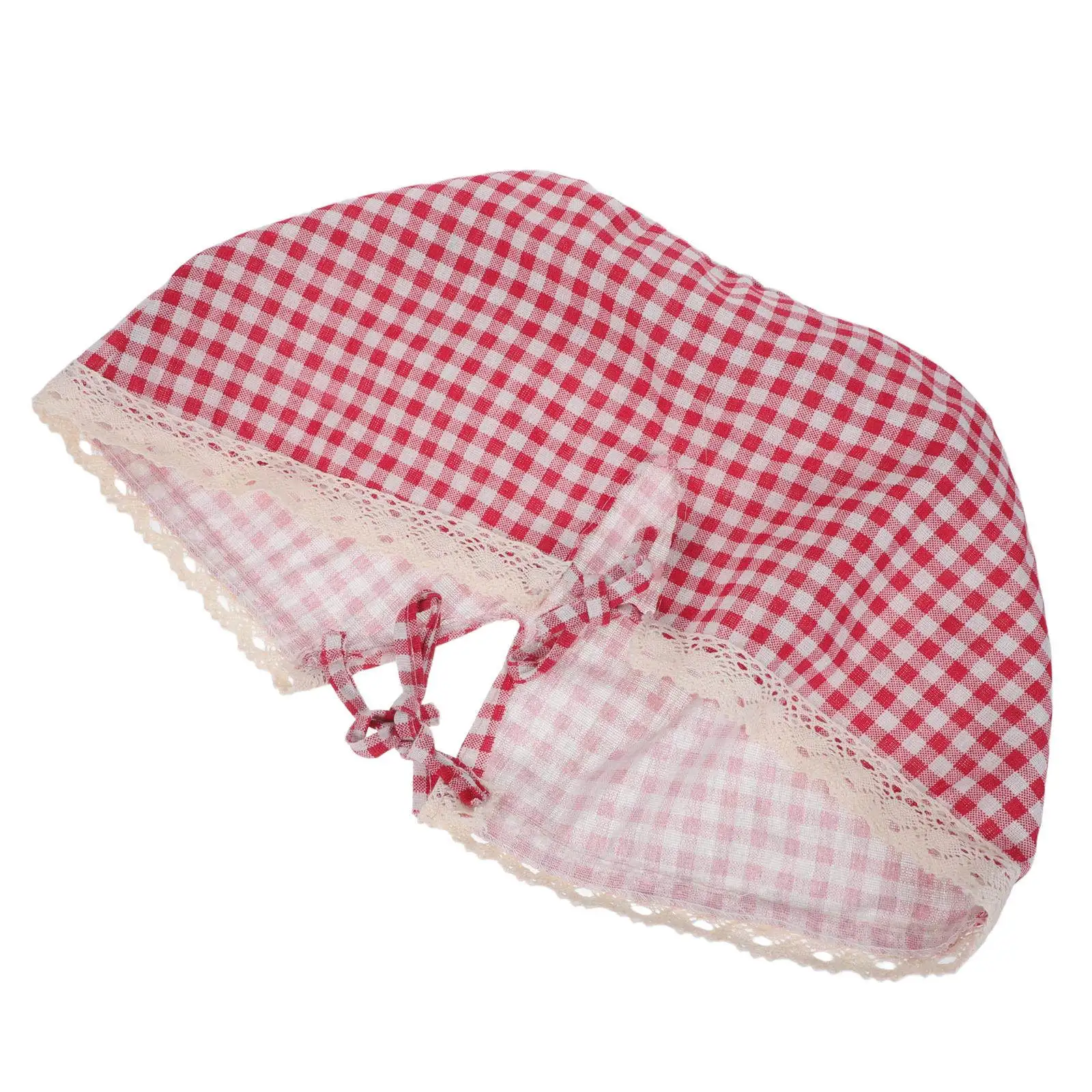 Round Wicker Basket Liner Cloth Farmhouse Style Soft Washable Picnic Basket Insert Decorative Lace Fabric Liner for Rattan Bread