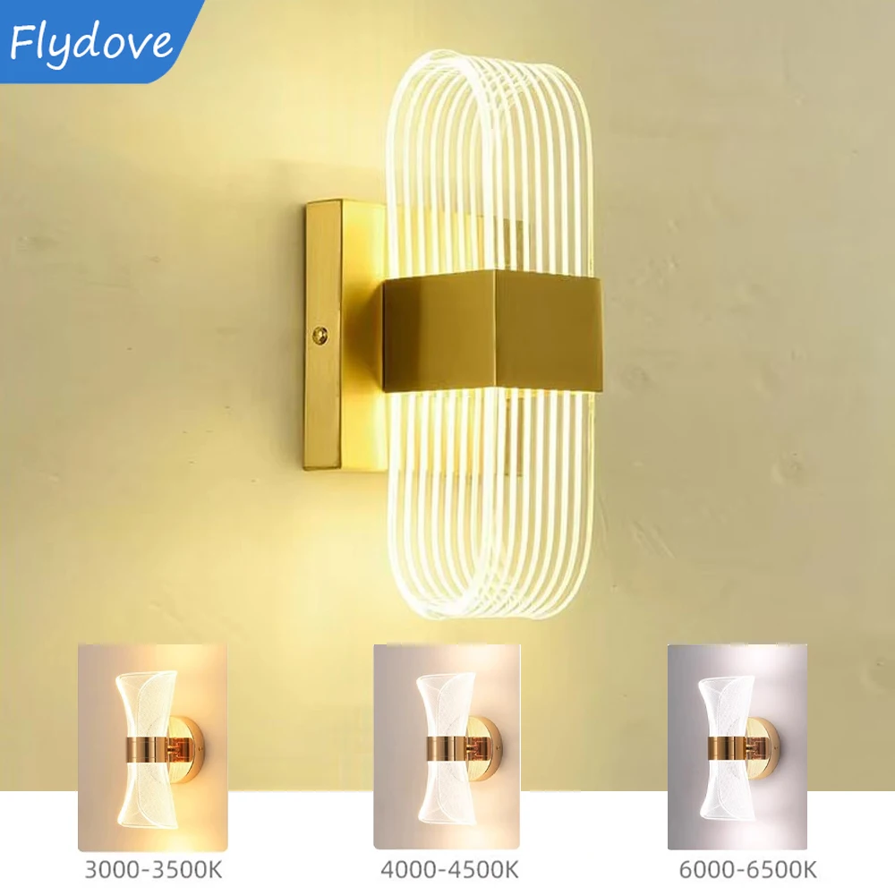 

Nordic Luxury Creative Super Bright Living Room Bedroom Bedside Hotel Glass Wall Lamp Guided LED Home Lighting Decoration