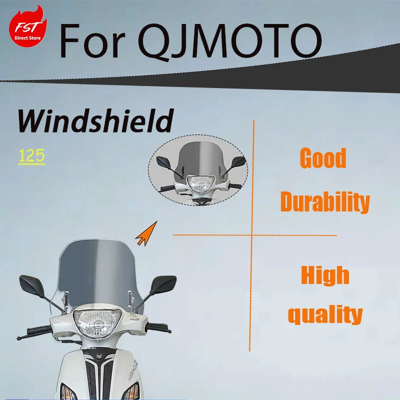 Imported Windshield Wind Deflector for QJMOTOR Qiaoyue 125 Scooter, Transparent Windshield & Rain Shield
