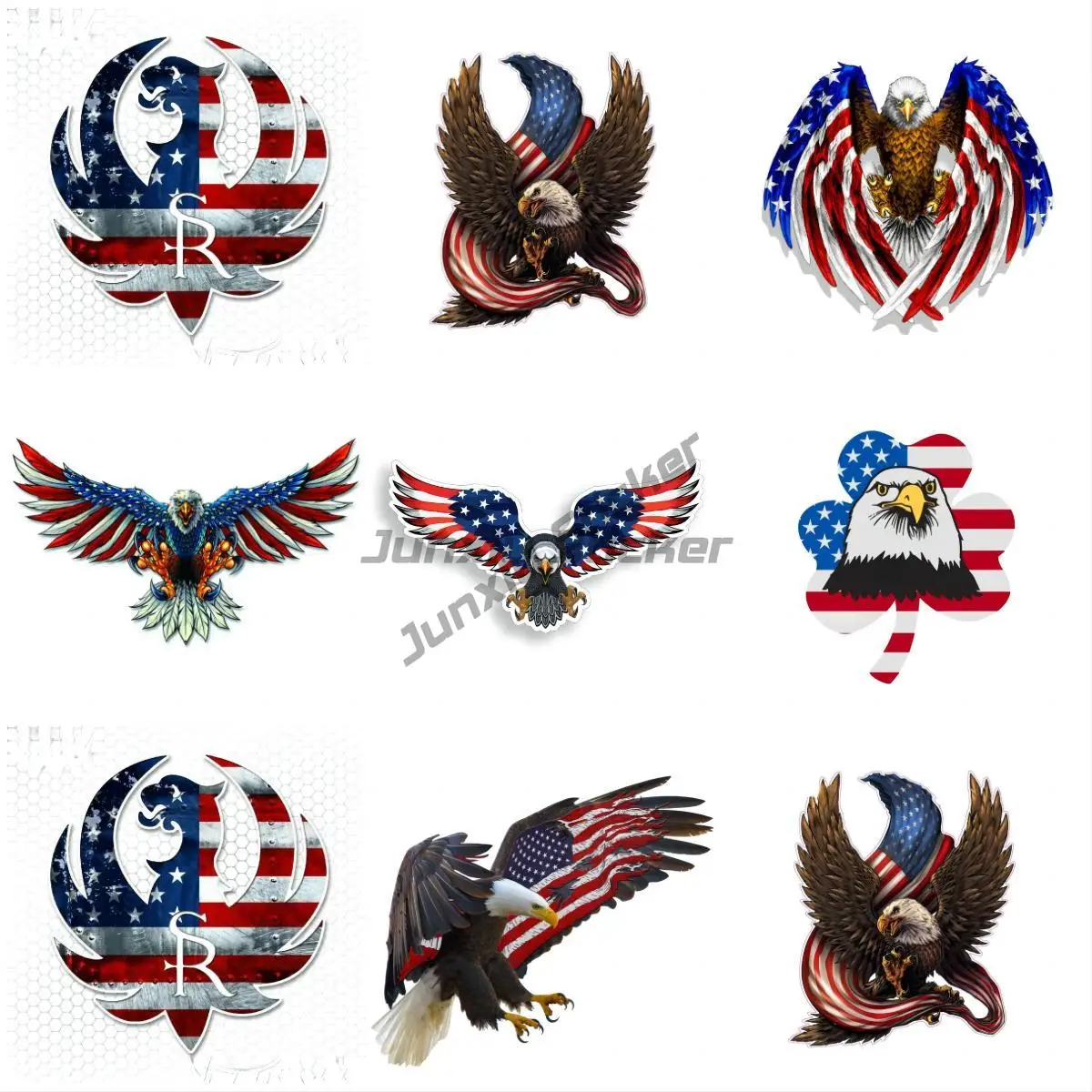 Self-adhesive Decal For American Flag Bald Eagle Car Waterproof Auto Decors on Bumper Rear Window Laptop Occlusion Scratch