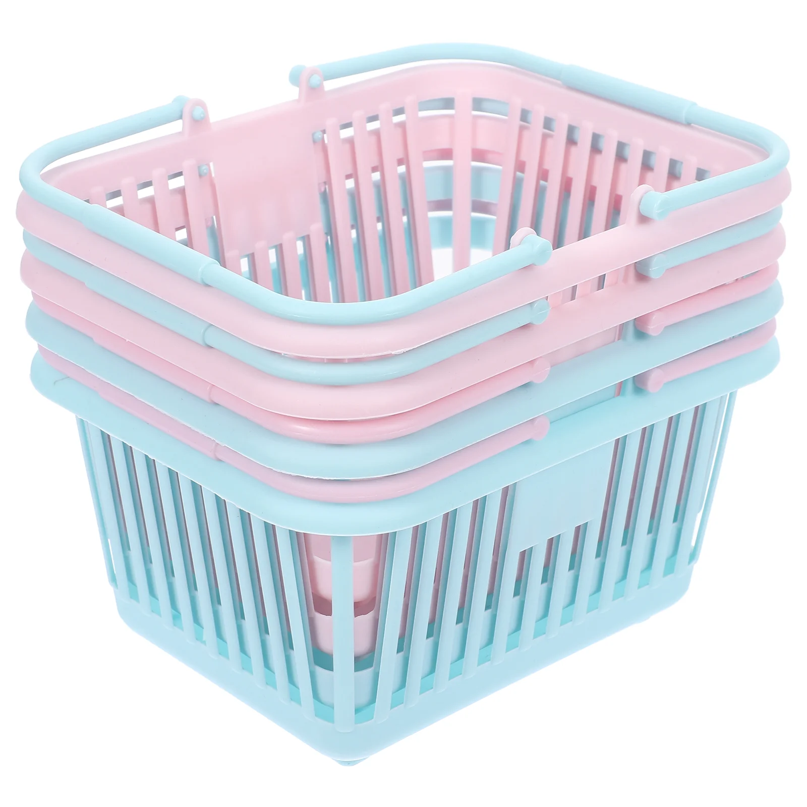 

4 Pcs Storage Baskets Square Plastic Handles Toy Bath Food Small Bins Home ganization Tidy Up Kids Room