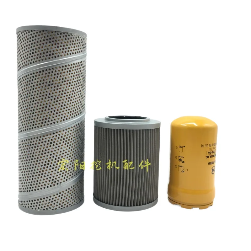 For Caterpillar 307b 308b Engine Oil Filter Diesel Grid Air Filter Hydraulic Return Oil Inlet Pilot Filter Element Excavator