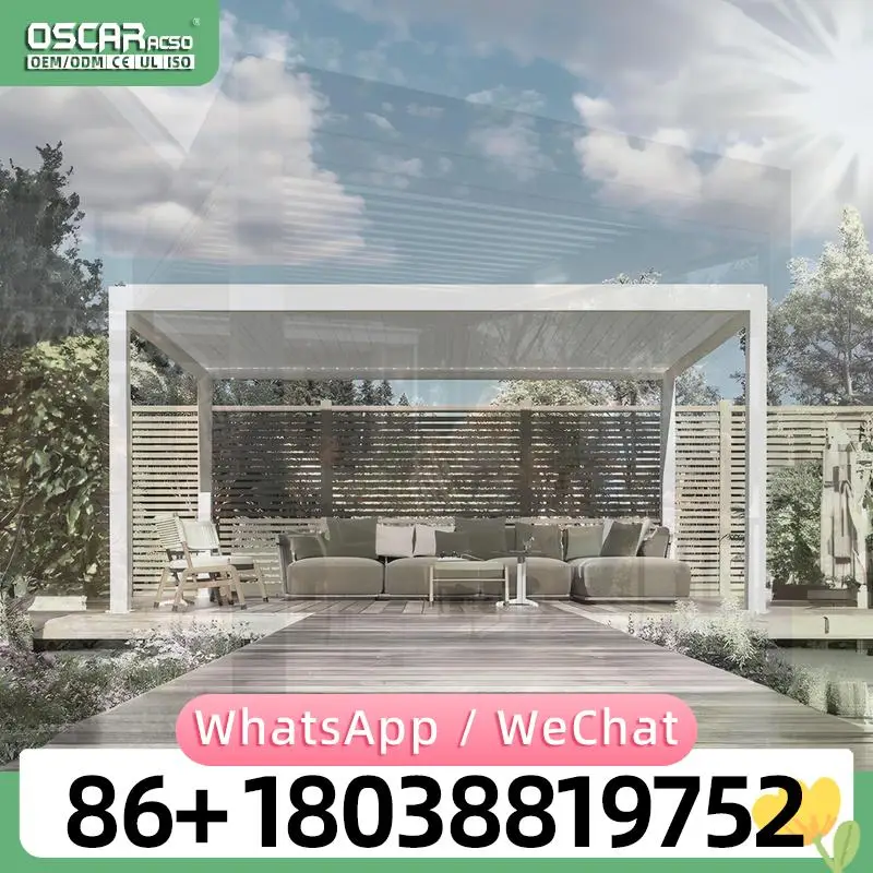 Aluminum Louvered Pergola Modern Gazebo Outdoor Shelter Garden Patio Backyard Deck Poolside USA Europe Bioclimatic Retractable S