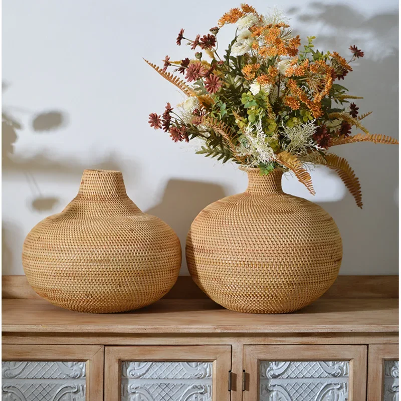 Vintage Pots for Plants, Exquisite  Handmade  Rattan Flower Pots, Chic Modeling Fresh Decorative Garden Planters