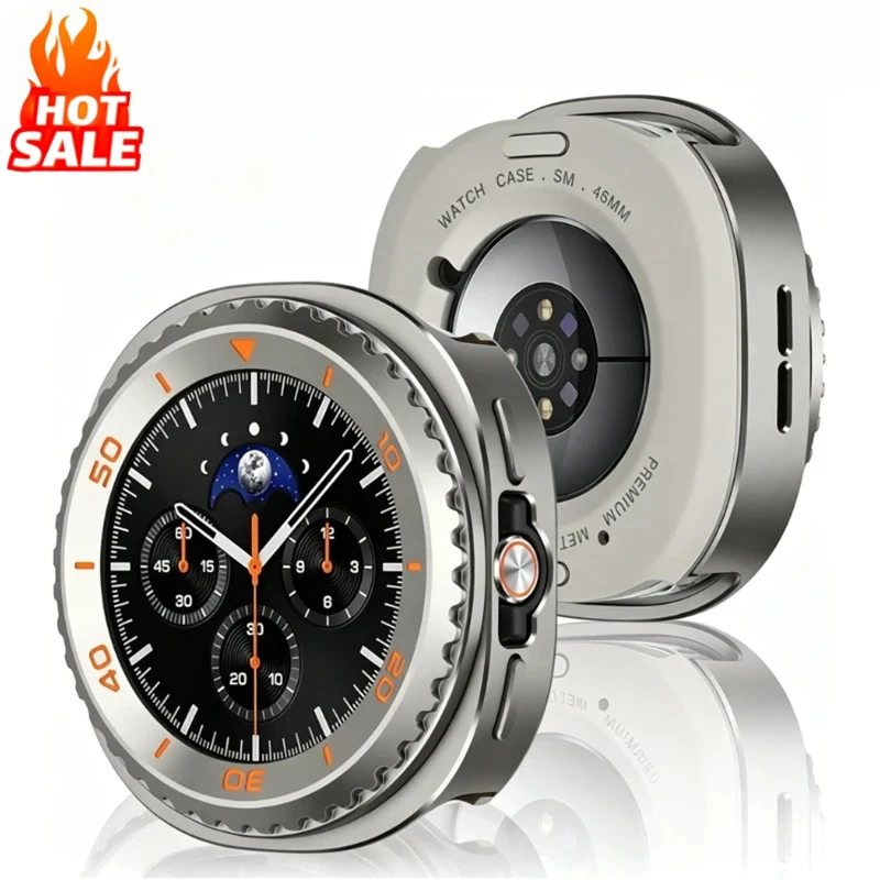 Metal PC Case for Samsung Galaxy Watch 8 Classic 46mm Rugged Shockproof with Back Cover for Galaxy Watch 8 Aluminum Bumper Frame