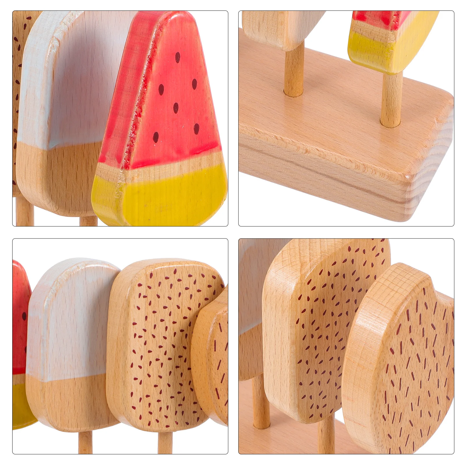 مجموعة واحدة من الآيس كريم المصاصة الخشبية، تصميم ملون مشرق، موثوق به للأطفال، دعائم صور للعب التظاهري وديكورات المطبخ المنزلية