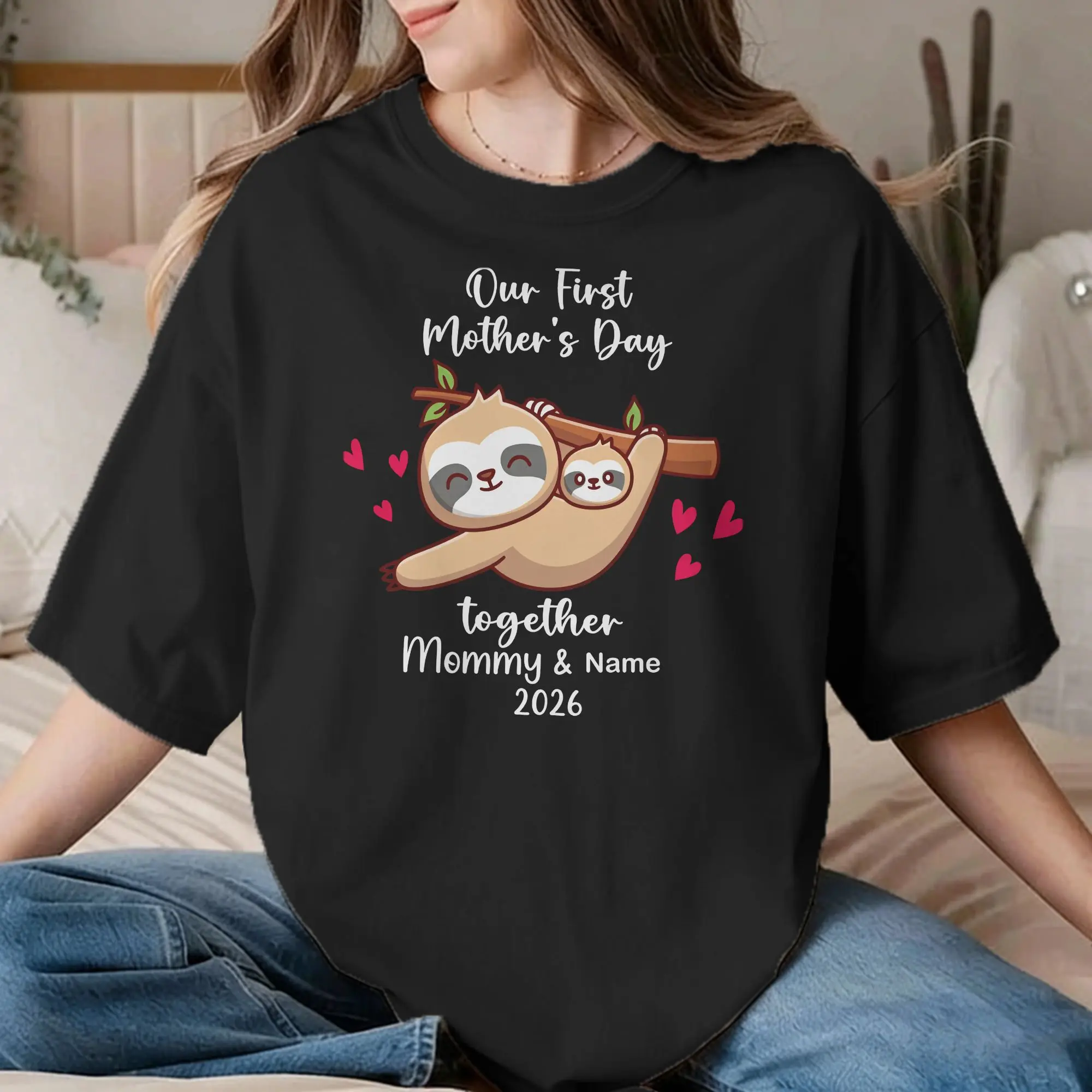 Camiseta Personalizada para Mãe com Nomes de Filho e Filha, Camisetas de Algodão para Homens e Mulheres, Roupas Personalizadas para o Dia das Mães, Ta