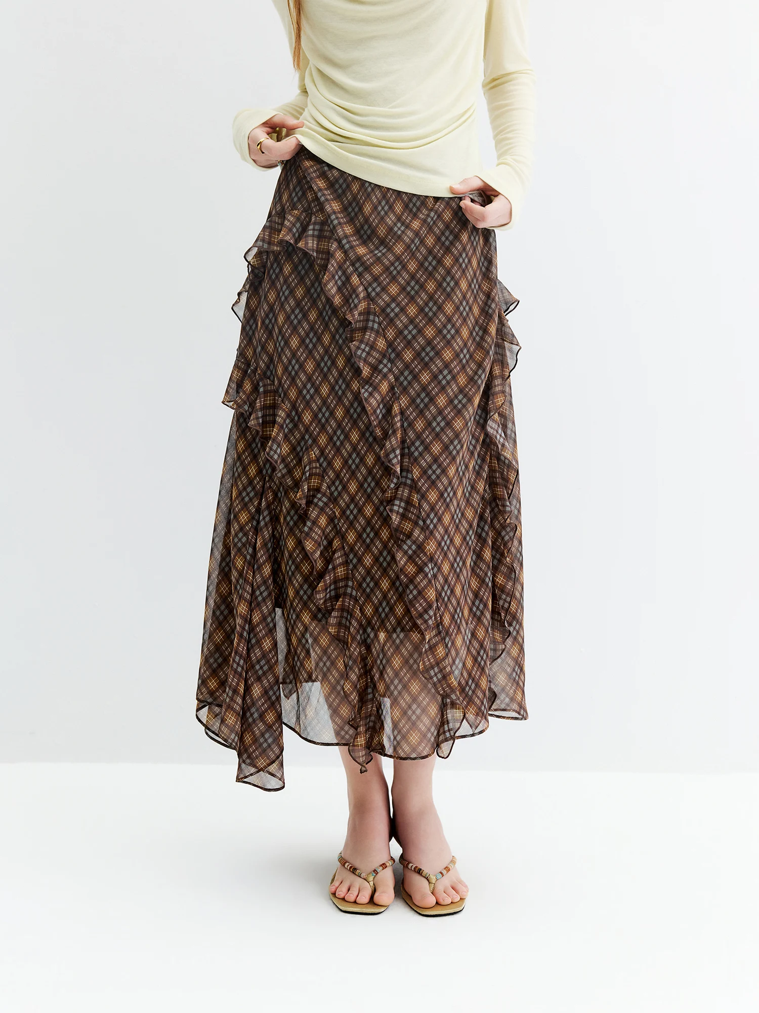 FSLE Leopard Print Tie-dye Ruffled Fishtail Skirt 2026 Autumn New Style Irregular Midi Skirt for Women Streetwear Vintage