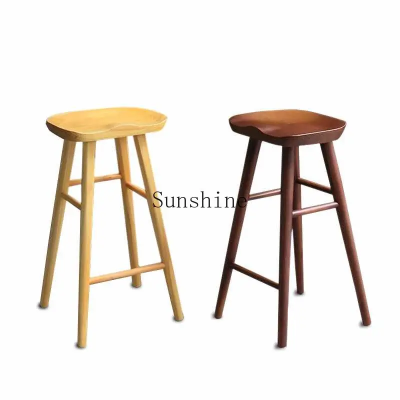 

Antique style modern simple solid wood home leisure bar stool dining chair apple bar chair