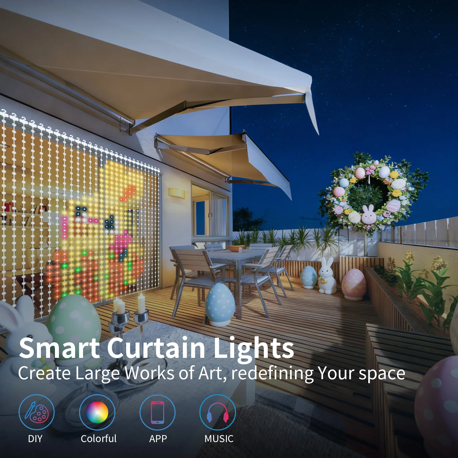 Smart Curtain Light String,400LED,APP Control, DIY Color Text Patterns,Surprise Gift,Wedding Party Decoration.