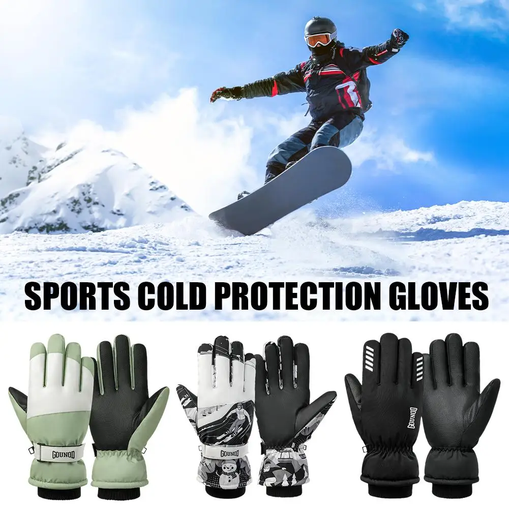 Ski Gloves For Men And Women Outdoor Riding Mountaineering Velvet Thickened Anti-splashing Water Touch Screen Winter Warm C Y8B6