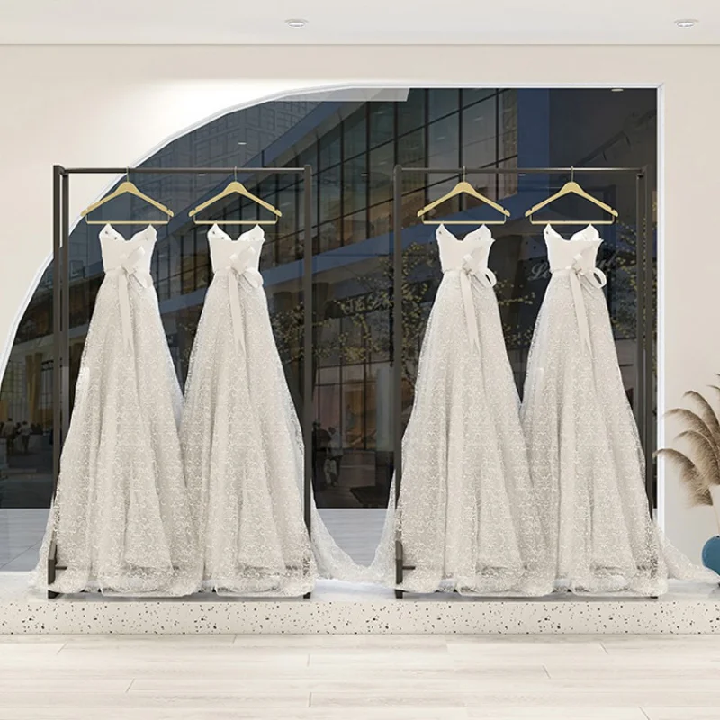 Custom top quality black display stand wedding dress display for bridal garment shop hanging rack