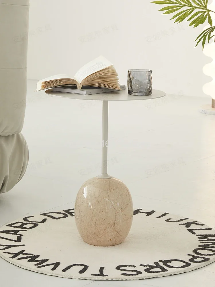 Extravagant Danish Design Nordic Marble Cream Wind Small Coffee Table Living Room Sofa Bedside Round Table Furniture