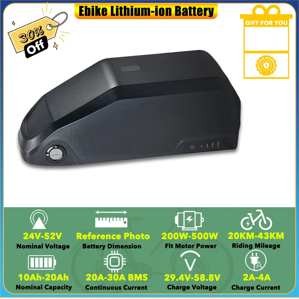 

Lithium-ion 52V 10Ah 12Ah Additional Battery Pack Compatible with Harlem V2, Scrambler V2 and Bagus V2 Ebike