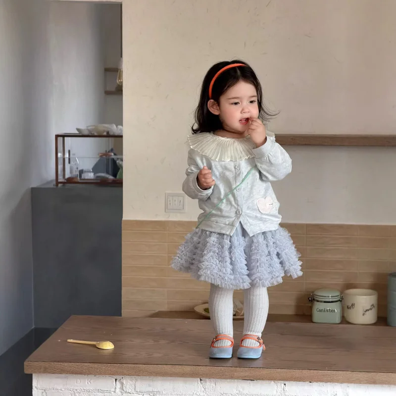 

Baby spring clothing2026New children's clothing, spring outfits for girls, knitted jacket and tulle skirt set