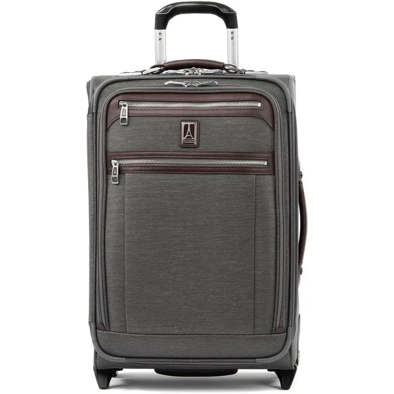 

Platinum Elite Softside Expandable Carry on Luggage, 2 Wheel Upright Suitcase, USB Port, Men and Women, Vintage Grey,