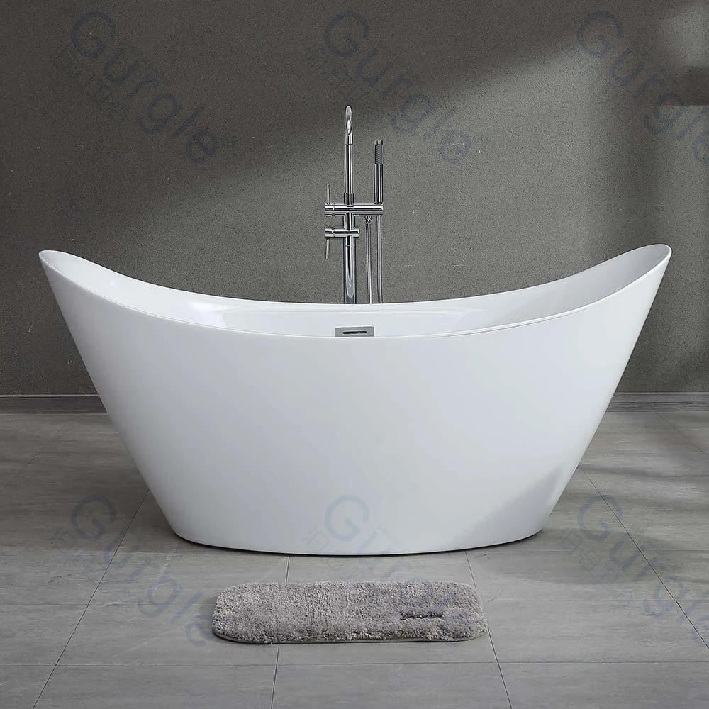 

Hot Sale 68'' Inch White Black Whirlpool Soaking Bathtub Freestanding Boat Dumpling Moon Shape Acrylic Villa Spa Bathroom Tub