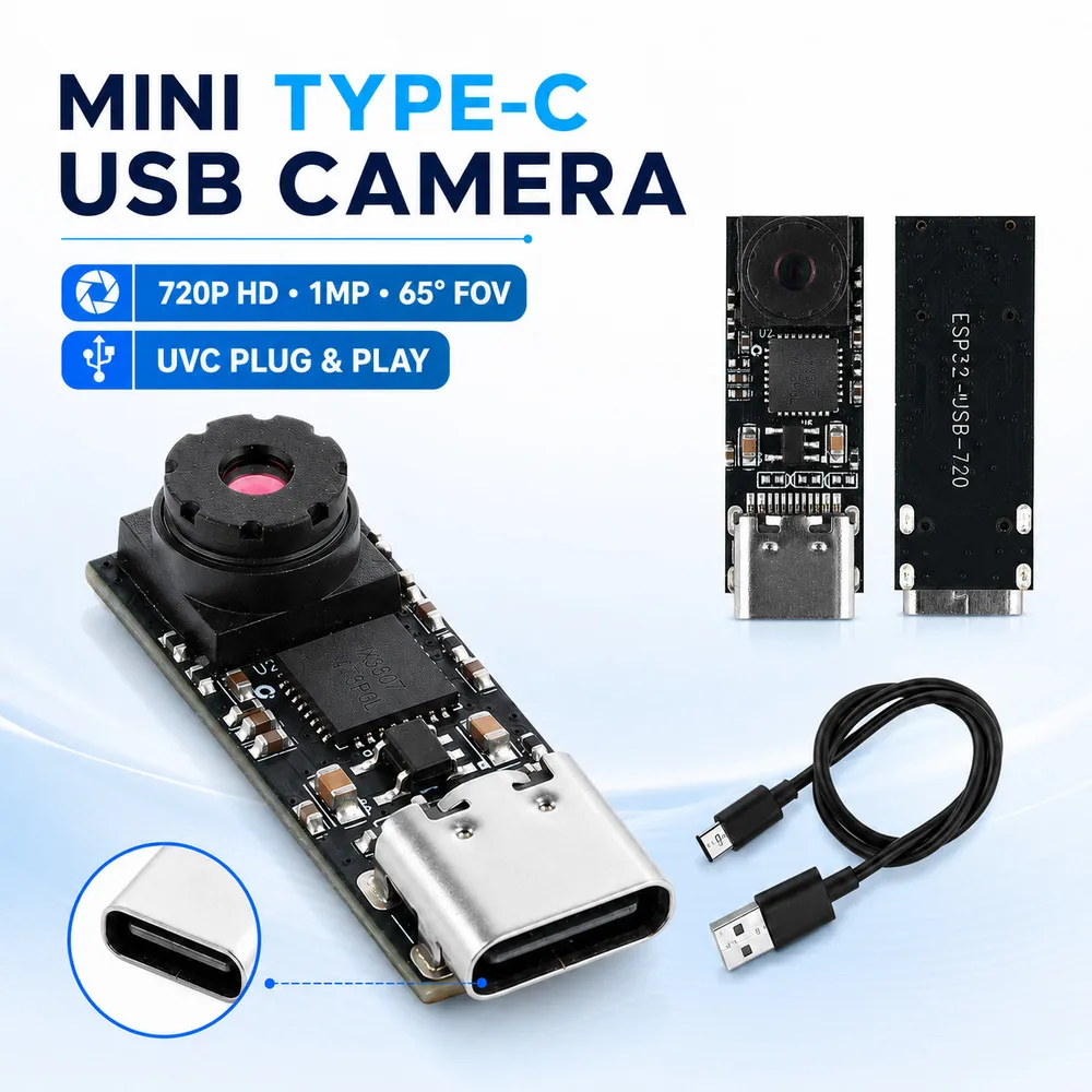MINI USB Type-C Camera Module for ESP32S3 Win 10 11 Android 720P 1280*720 1MP 65 Degrees for ESP32-S3 Development Board image 2