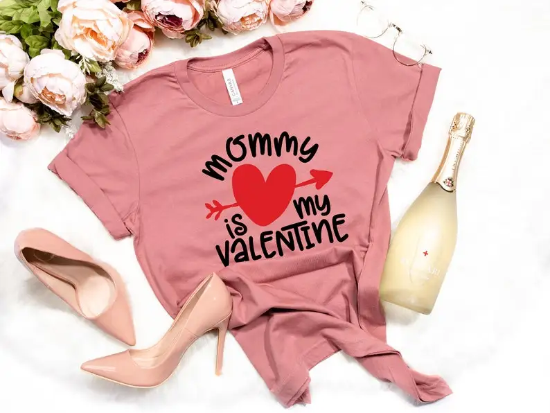 

Mommy Is My Valentine Boys Valentine Shirt Mamas Boy Shirt Gift cotton Streetwear Short Sleeve Top Tees O Neck Drop Shipping