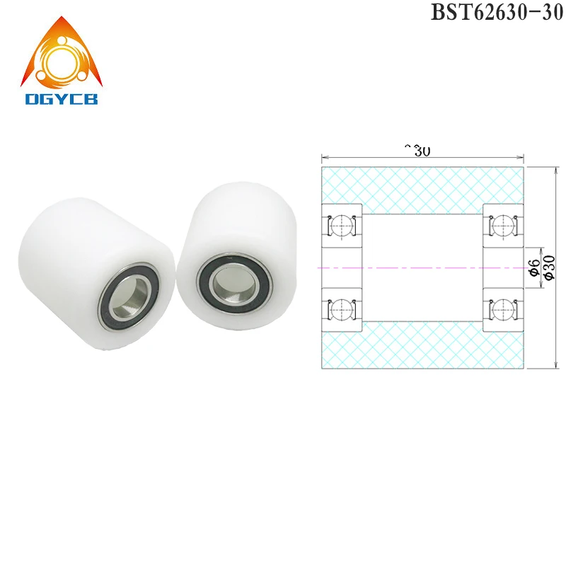 1 шт. 6x30x50 подшипник из полиформальдегида, флэш-пластиковый приводной шкив 6*30*50, двусторонний подшипник, нейлоновое направляющее колесо