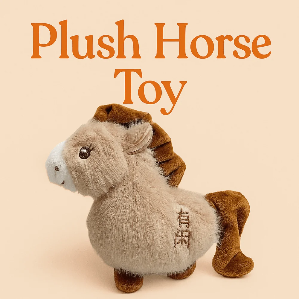Animal en peluche mignon, mots de bénédiction de cheval, année du cheval, poney du zodiaque, Figurine avec mots brodés, jouets en peluche