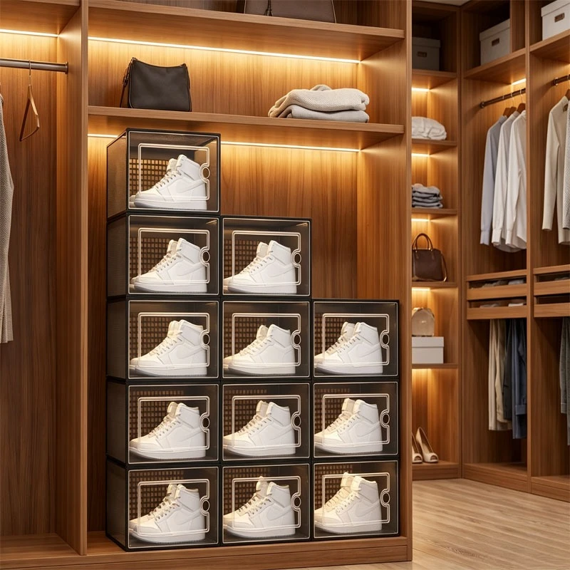 Clear Stackable Shoe Storage Boxes for Organized Spaces