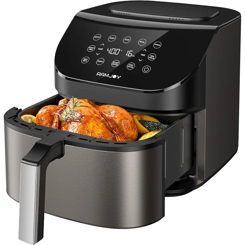 

Air Fryer 6.8 Quarts, 10-in-1 Functions, Air Fry, Roast, Bake, Broil, Dehydrate, Digital Touchscreen Air Fryers, Nonstick &