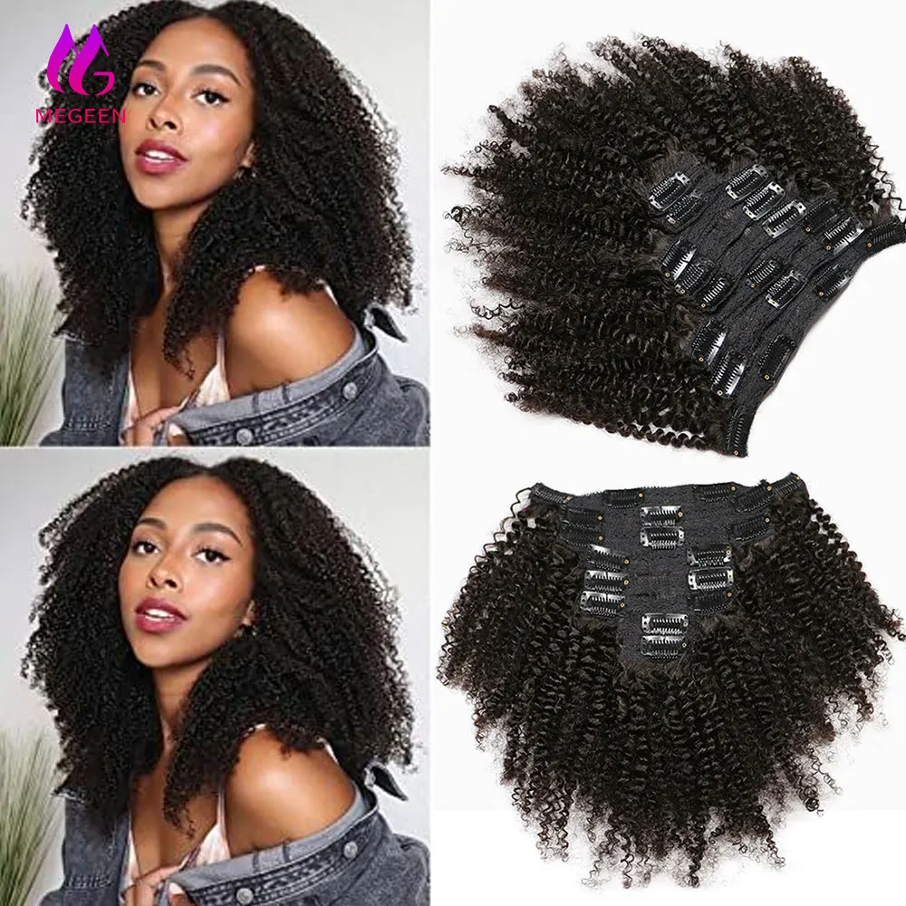 

Афро кудрявые накладные волосы Megeen, монгольские кудрявые накладные волосы, человеческие волосы, натуральные человеческие волосы для наращивания