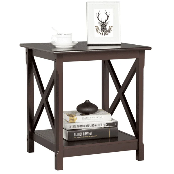 

Modern Rectangular Wood End Table, Espresso Finish