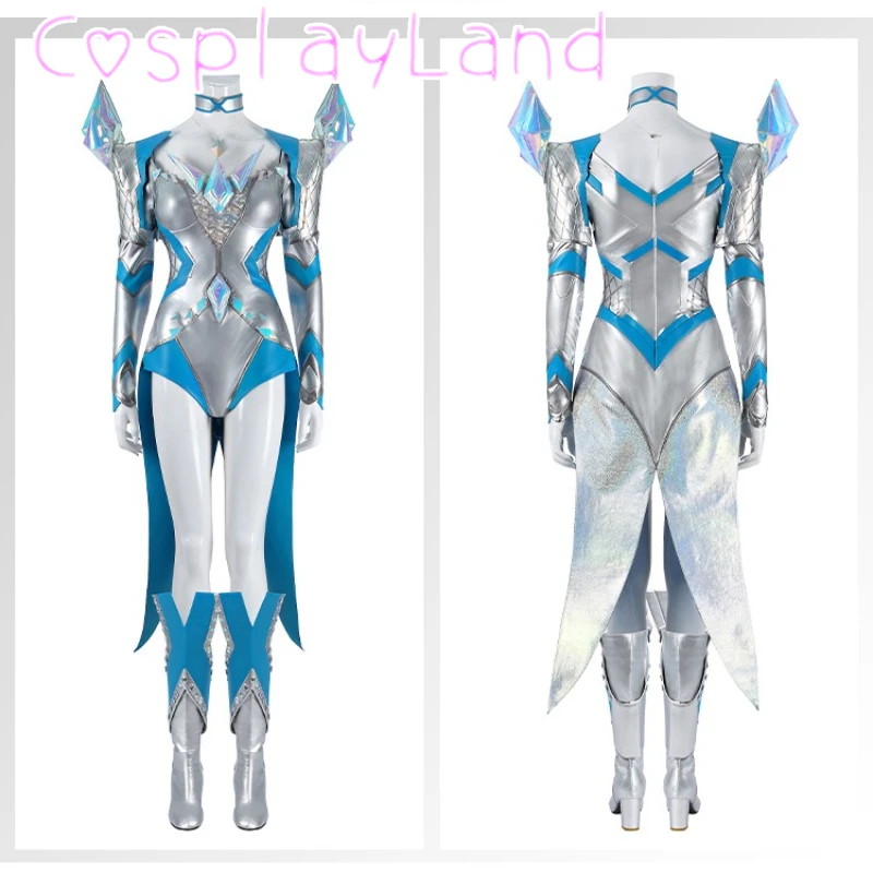 

Rivals White Queen Cosplay Costume Emma Frost Bodysuit Accessories Outfit FullSet Halloween Comic Con Women Battle Suit Jumpsuit