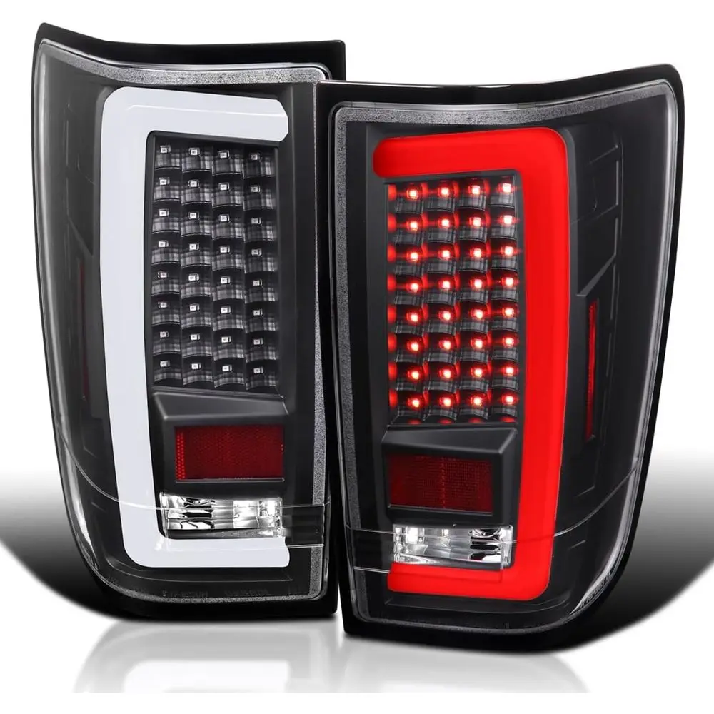 

Black LED Tail Lights w/White LED Light Bar Compatible with 2004-2015 Nissan Titan, Left + Right Pair Assembly