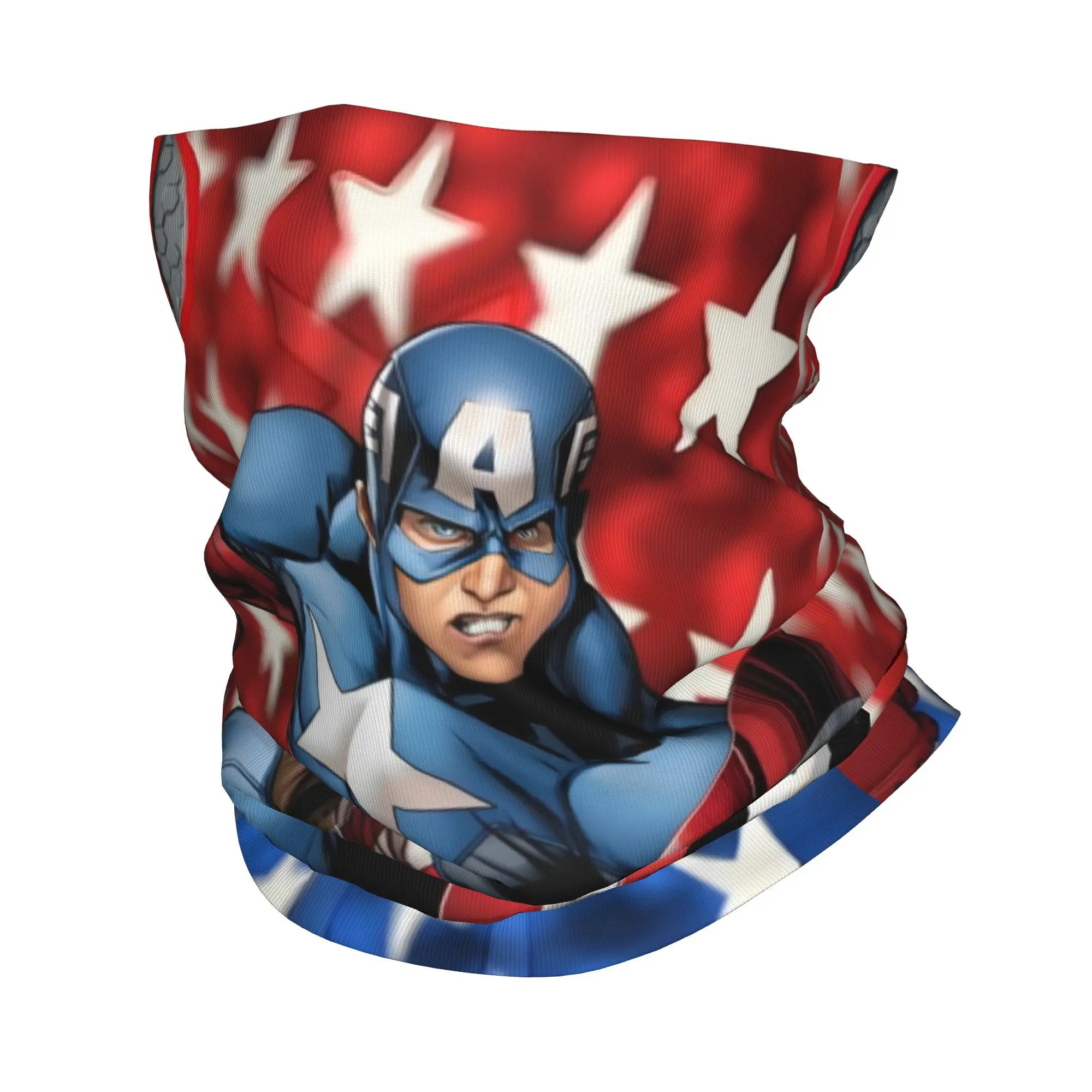 Custom Captain America Classical Neck Gaiter Men Women UV Face Shield Winter Anime Cartoon Bandana Scarf for Cycling
