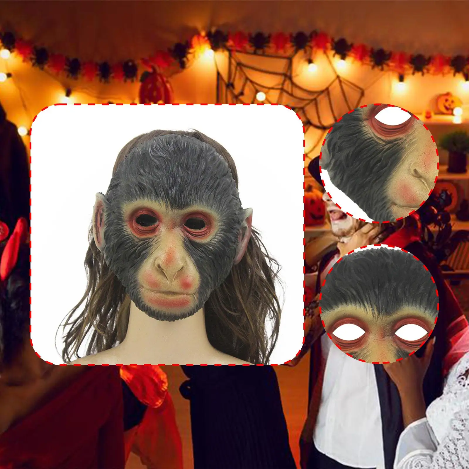 Masque de singe, Costume d'halloween réaliste pour cadeaux de fête, jeu de rôle d'anniversaire