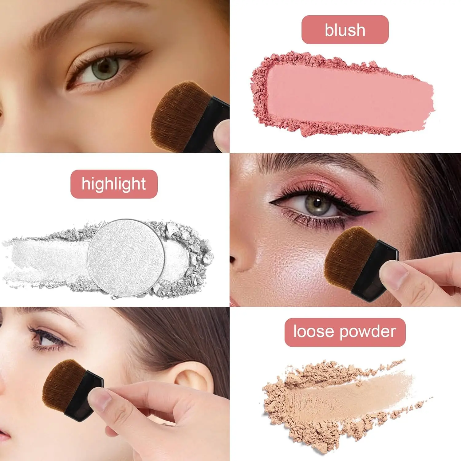 50 PCS Disposable Makeup Brushes, Blush Brushes Mini Cosmetic Brush Portable Powder Brush for Loose Powder Facial Beauty Tool