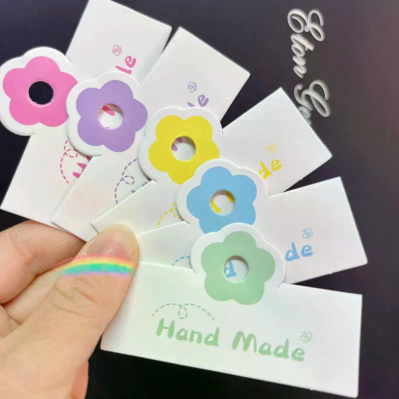 100pcs/Lot Foldable Packaging Paper Cards Colorful Flowers Cards For Handmade Jewelry Retail Hang Tag Flowers Display Cardboard