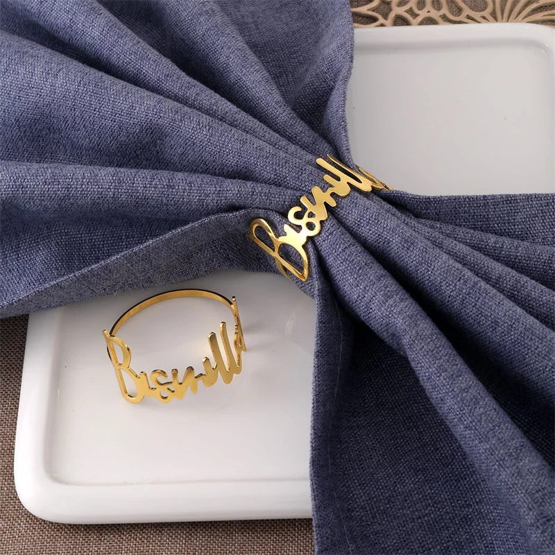 Bismillah Napkin Rings Eid Mubarak Muslim Islamic Ramadan Kareem Alloy Napkin Buckle Wedding Dinner Table Decorations