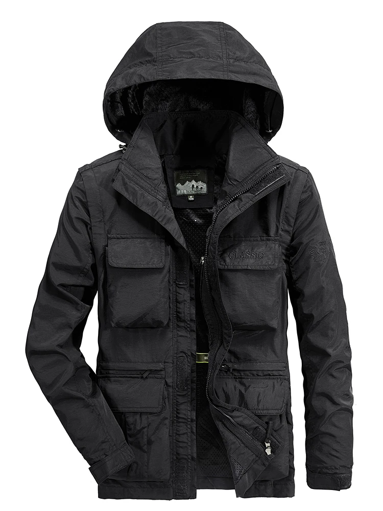 

2023 men's fall multifunctional windproof waterproof trendy fashion casual jacket outdoor sports simple punching jacket