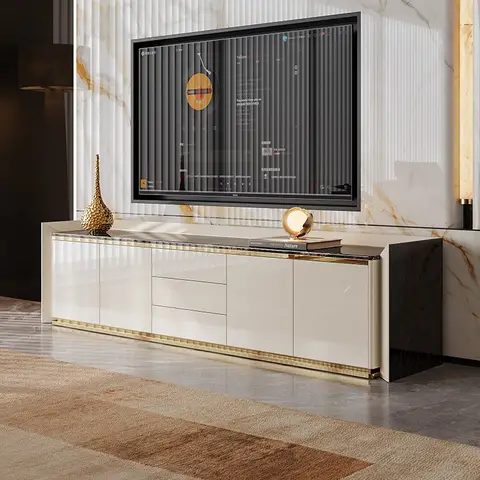 Nordic Luxury Marble TV Stands Modern Minimalist Villa Living Room Storage TV Cabinet High-End Home Furniture Mesa Para Tv FYTS