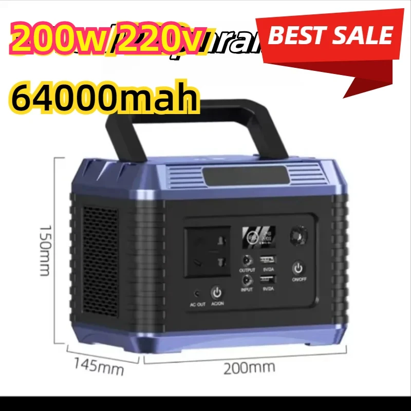 200W Portable Power Station 220V Power Banks 64000mAh Powerful External Spare Battery Generator Powerbank for Outdoor Camping