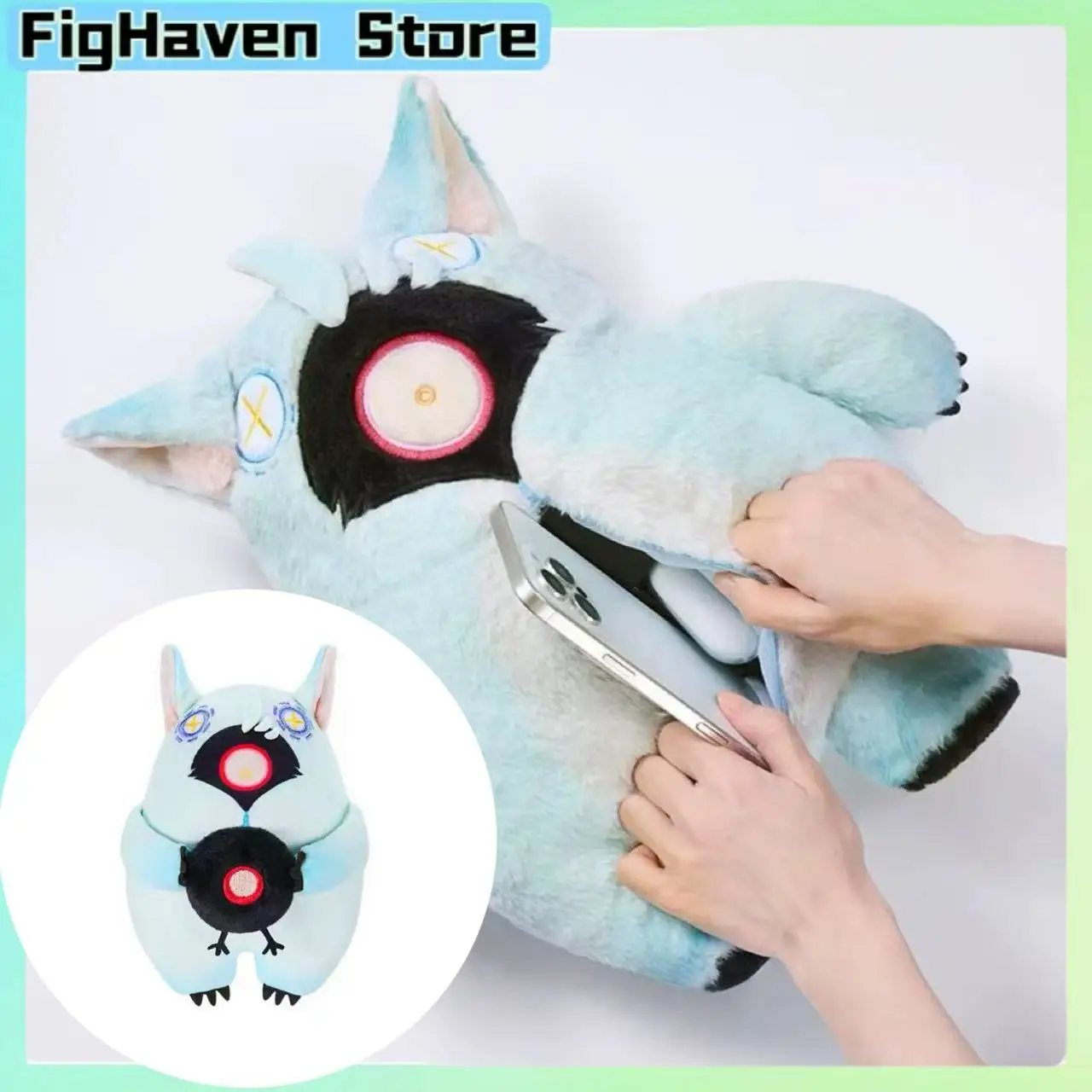 

Cute Zipper Deformable Monster Stuffed Plush Toy With Two Small Black Round Doll Desktop Decor Anime Fan Collection Present