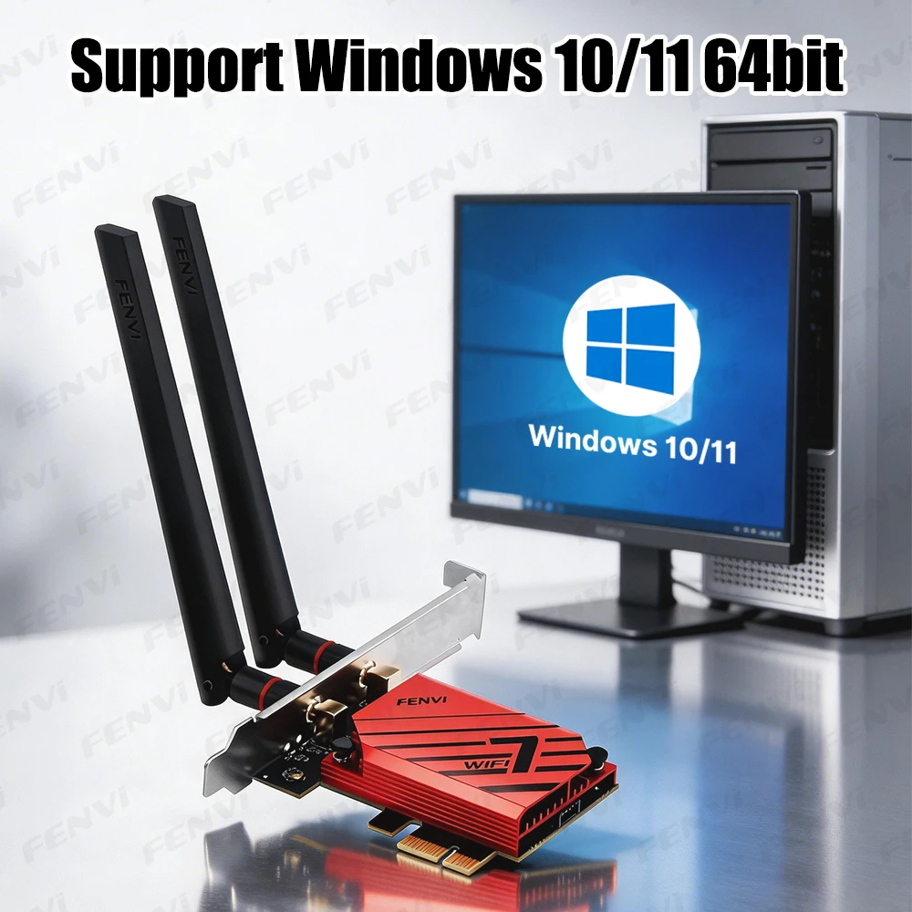 Fenvi WiFi 7 PCIe Wireless Adapter Bluetooth 5.4 MT7925 WiFi7 Karta sieciowa BE5400 Tri Band 2.4G/5G/6GHz dla komputerów stacjonarnych z systemem Win 10/11 — zdjęcie produktu 6