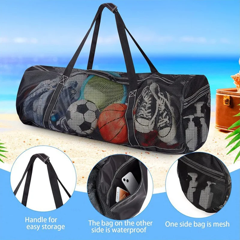 50L Natação Saco Seco Malha Praia Storage Pack Oversized Mergulho Duffel Bag Grande Ginásio Bolsa Zipper Pocket Travel Bagagem Mochila