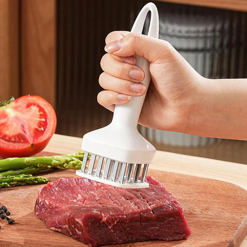 Meat Tenderizer Needle Stainless Steel Steak Tenderizer Hammer Kitchen Tool Cooking Gadgets Rib Breaker Meat Beater White