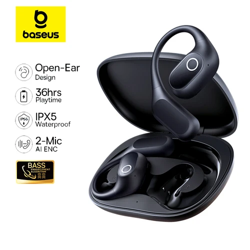 Baseus Eli 2i Fit auriculares abiertos inalámbricos verdaderos Bluetooth 6,0 ganchos para la oreja auriculares IPX5 auriculares deportivos impermeables Bass Boost